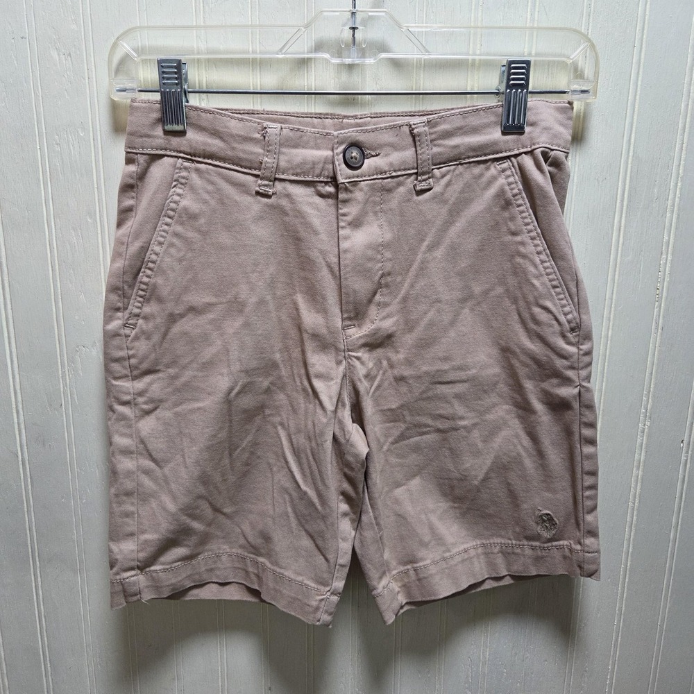 U.S. Polo Assn Shorts Boys 10 Beige Twill Chino Stretch Flat Front Casual Summer